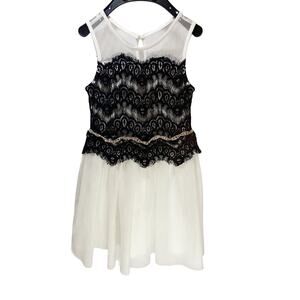 BCX Girl Black & White, Lace, Mesh Dress w/Rinestone Adorned Waist sz 5